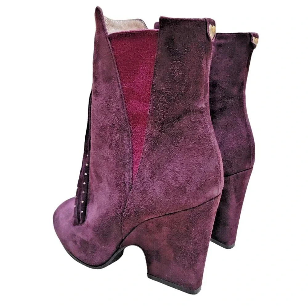 Twin Set Simona Barbieri Burgundy Leather Tassel Heels Shoes Sz 40 EU‎ W/Box